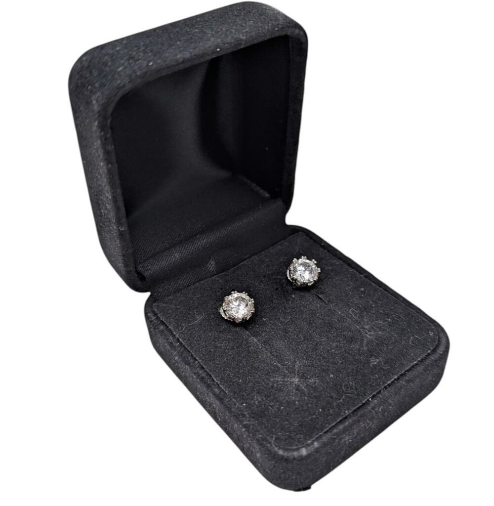 CZ Stud Earrings | Sterling Silver 925 | Crown Setting | Round Brilliant